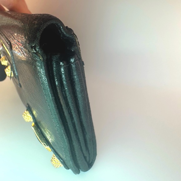 Balenciaga Giant Continental Wallet Black Lambskin Gold Hardware Authentic - Picture 4 of 15